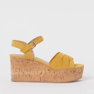 2 for $30 sale: H&M yellow faux suede cork platform sandals - 8